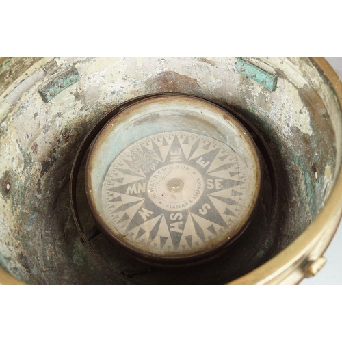 155 - 19TH-CENTURY SHIP'S BRASS CASED COMPASS