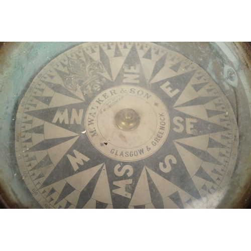 155 - 19TH-CENTURY SHIP'S BRASS CASED COMPASS