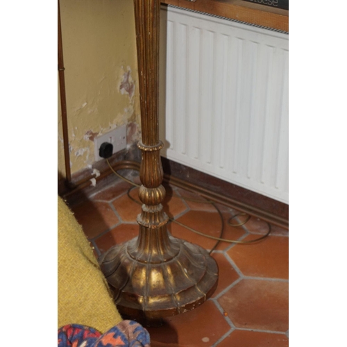 159 - EDWARDIAN CARVED GILTWOOD STANDARD LAMP