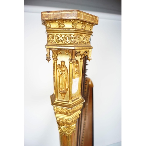 163 - 19TH-CENTURY BIRDS EYE MAPLE & GILT HARP