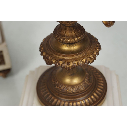 170 - 19TH-CENTURY ORMOLU & MARBLE CLOCK GARNITURE