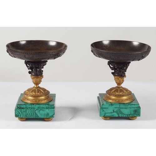 19 - PAIR 19TH-CENTURY BRONZE & ORMOLU TAZZA