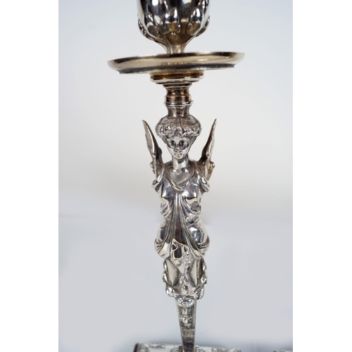 191 - PAIR 19TH-CENTURY SILVER GILT BRONZE CANDLESTICKS