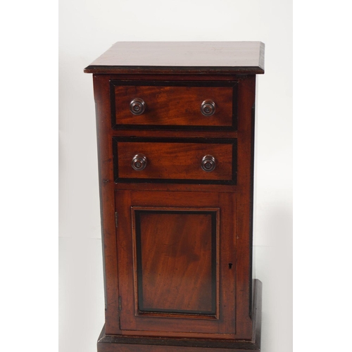 192 - PAIR OF EDWARDIAN MAHOGANY & EBONY PEDESTALS