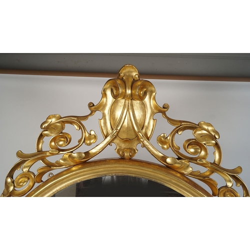 208 - 19TH-CENTURY CARVED GILTWOOD OVERMANTLE MIRROR