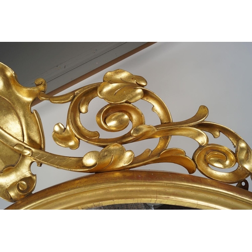 208 - 19TH-CENTURY CARVED GILTWOOD OVERMANTLE MIRROR