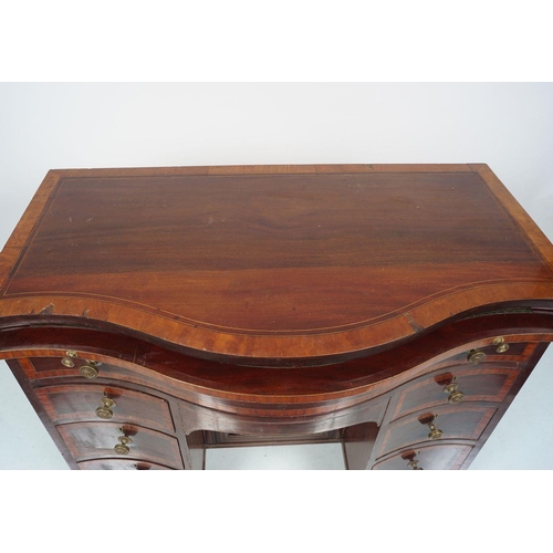 210 - EDWARDIAN MAHOGANY & INLAID KNEEHOLE WRITING DESK