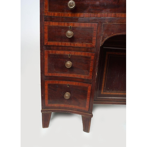 210 - EDWARDIAN MAHOGANY & INLAID KNEEHOLE WRITING DESK