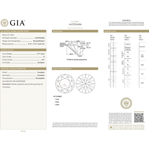 238 - ROUND BRILLIANT-CUT DIAMOND OF 2.71 CARATS