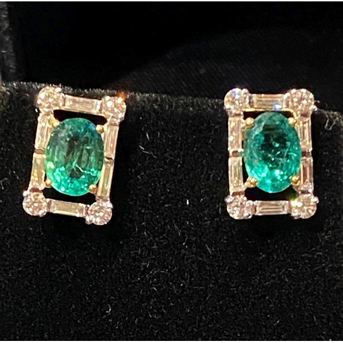 257 - 18 CT. WHITE GOLD COLOMBIAN EMERALD EARRINGS