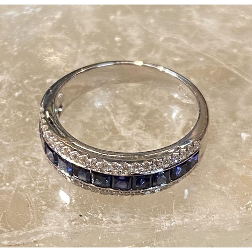 275 - 18 CT. WHITE GOLD SAPPHIRE & DIAMOND RING