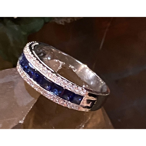 275 - 18 CT. WHITE GOLD SAPPHIRE & DIAMOND RING