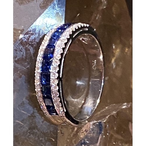 275 - 18 CT. WHITE GOLD SAPPHIRE & DIAMOND RING