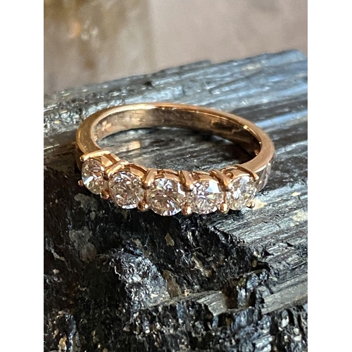 287 - 18 CT. ROSE GOLD 5 STONE DIAMOND RING