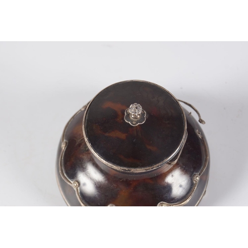 376 - 19TH-CENTURY SILVER & TORTOISESHELL INK STAND