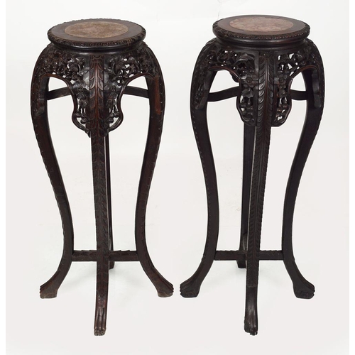 38 - MATCHED PAIR 19TH-CENTURY CHINESE HARDWOOD STANDS