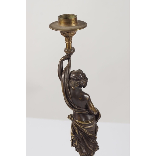 380 - 19TH-CENTURY BRONZE FIGURAL CANDLESTICK