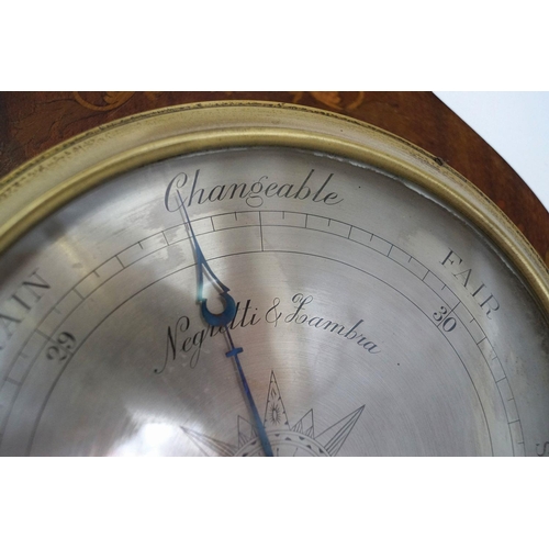 399 - EDWARDIAN MAHOGANY AND MARQUETRY BAROMETER