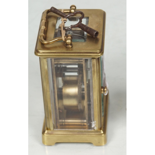 411 - EDWARDIAN BRASS FRENCH CARRIAGE CLOCK