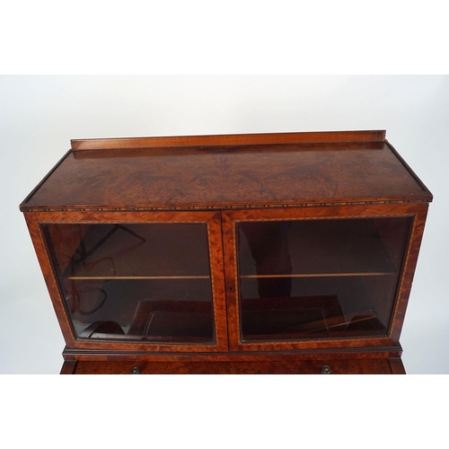 429 - 19TH-CENTURY AMBOYNA CYLINDER BUREAU BOOKCASE