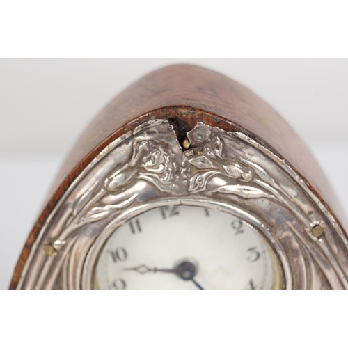 468 - ART NOUVEAU SILVER DESK CLOCK