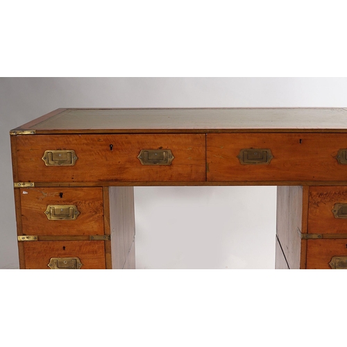 482 - 19TH-CENTURY CAMPAIGN BRASS BOUND DESK