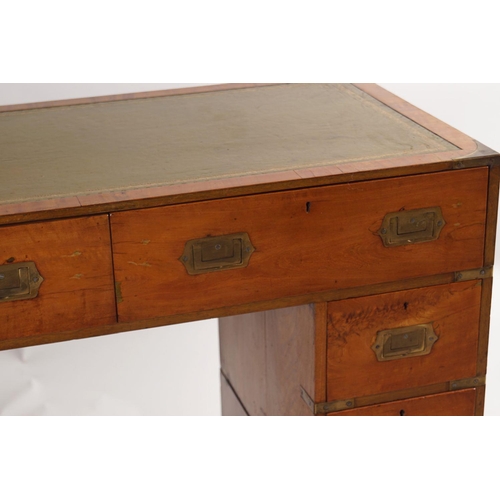 482 - 19TH-CENTURY CAMPAIGN BRASS BOUND DESK