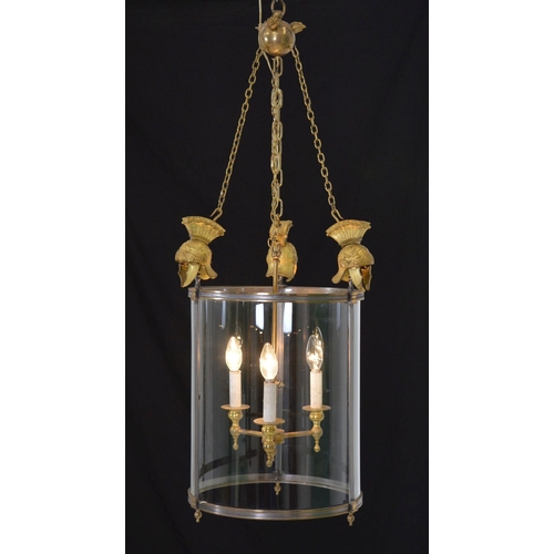 49 - INTERESTING REGENCY BRASS AND GILDED HALL LANTERN