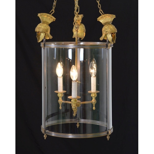 49 - INTERESTING REGENCY BRASS AND GILDED HALL LANTERN