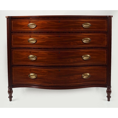 55 - GEORGE III MAHOGANY & INLAID SERPENTINE CHEST