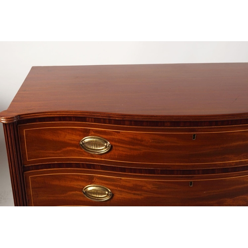 55 - GEORGE III MAHOGANY & INLAID SERPENTINE CHEST