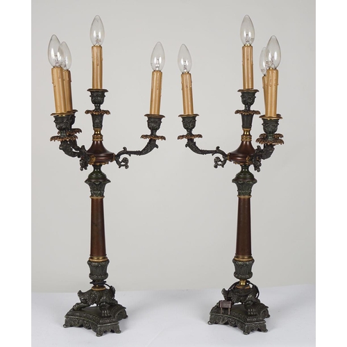 60 - PAIR 19TH-CENTURY BRONZE & ORMOLU CANDELABRAS