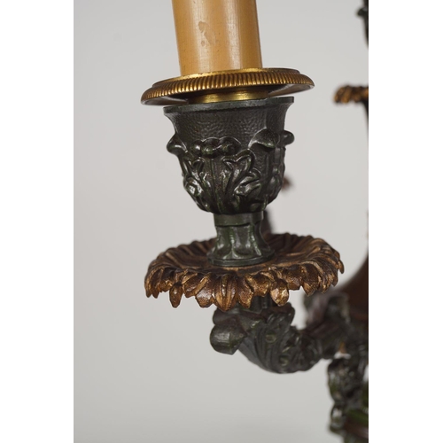 60 - PAIR 19TH-CENTURY BRONZE & ORMOLU CANDELABRAS