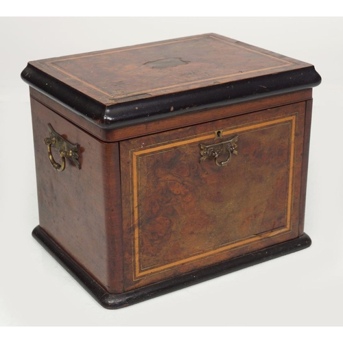 72 - 19TH-CENTURY BRASS INLAID WALNUT CASED CANTEEN