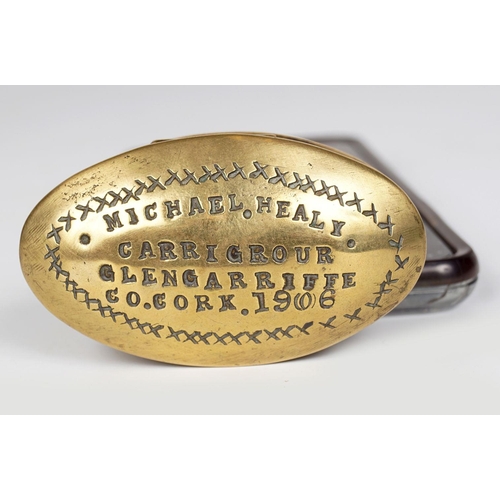 74 - CORK 18TH-CENTURY BRASS SNUFF BOX