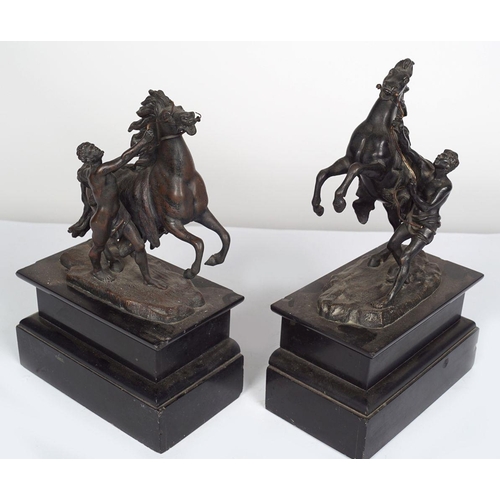 9 - PAIR 19TH-CENTURY BRONZE MARLEY HORSES