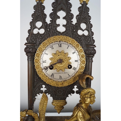 91 - 19TH-CENTURY BRONZE & ORMOLU CATHEDRAL CLOCK