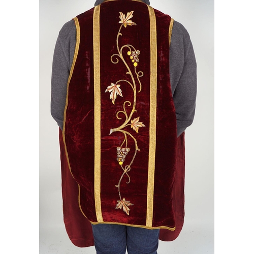 92 - 19TH-CENTURY PURPLE VELVET CHASUBLE