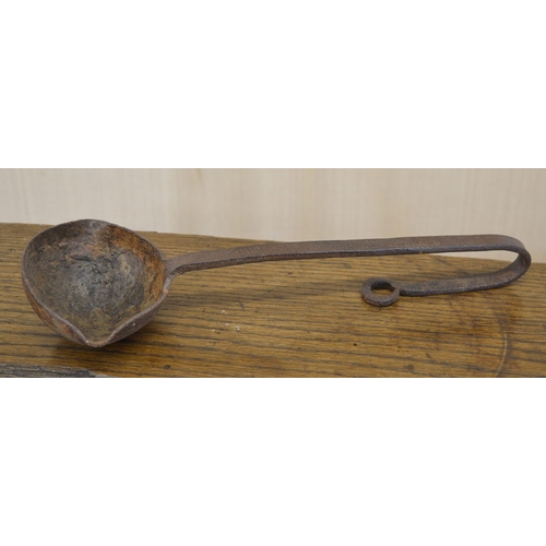 17 - 19TH-CENTURY IRISH VERNACULAR IRON SERVING LADLE