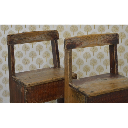 176 - PAIR OF IRISH PINE SCHOOL BENCHES