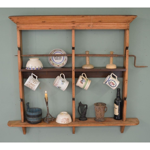 22 - 19TH-CENTURY IRISH PINE WALL-MOUNTED SPIT RACK