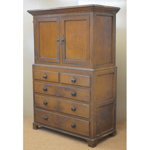 239 - 19TH-CENTURY OAK PANELLED CUPBOARD