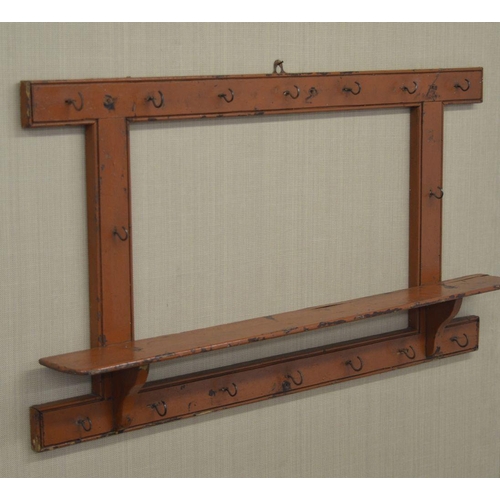 24 - 19TH-CENTURY WALL MOUNTED PINE MUG RACK