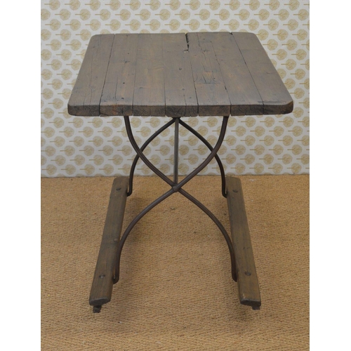 270 - 19TH-CENTURY WROUGHT IRON AND PINE FOLDING TABLE