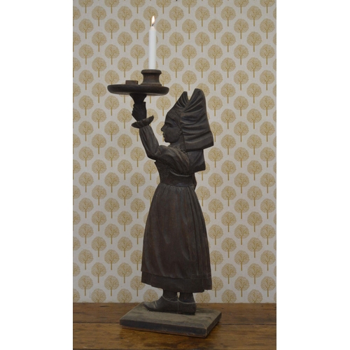 301 - CARVED WOOD FIGURAL CANDLE HOLDER