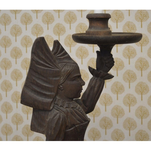 301 - CARVED WOOD FIGURAL CANDLE HOLDER