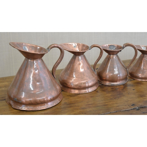 37 - SET OF SIX GRADUATED COPPER MEASURES