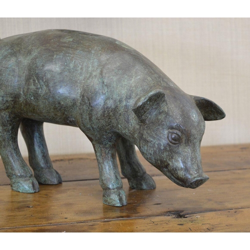 57 - LIFE SIZED BRONZE SCULPTURE OF A PIGLET