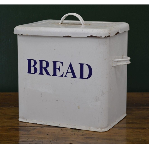 64 - WHITE ENAMELLED BREAD BIN