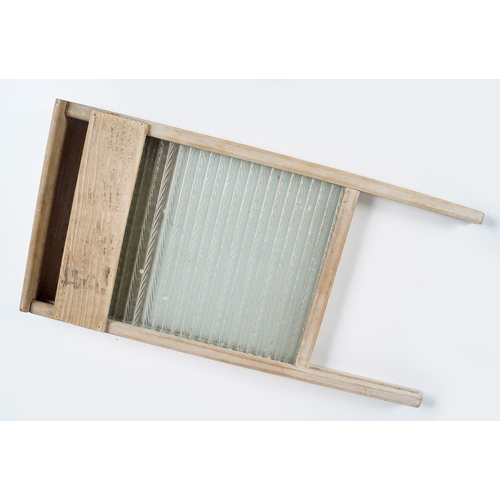 374 - VINTAGE PINE & GLASS WASHBOARD